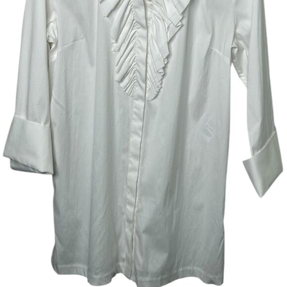 Chico's Ruffle Front Tunic Poplin Button-down | Sz 3= 16/18 Alabaster | NWTs - Picture 3 of 8